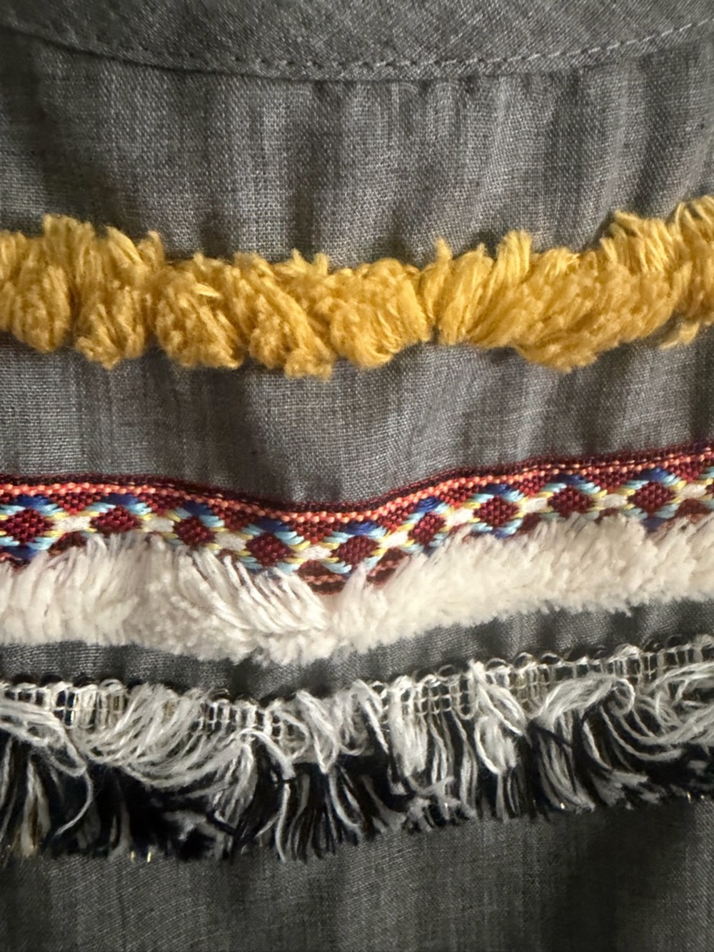 Anthropology THML Gray Boho Fringe sleeveless top size XS - Picture 3 of 9